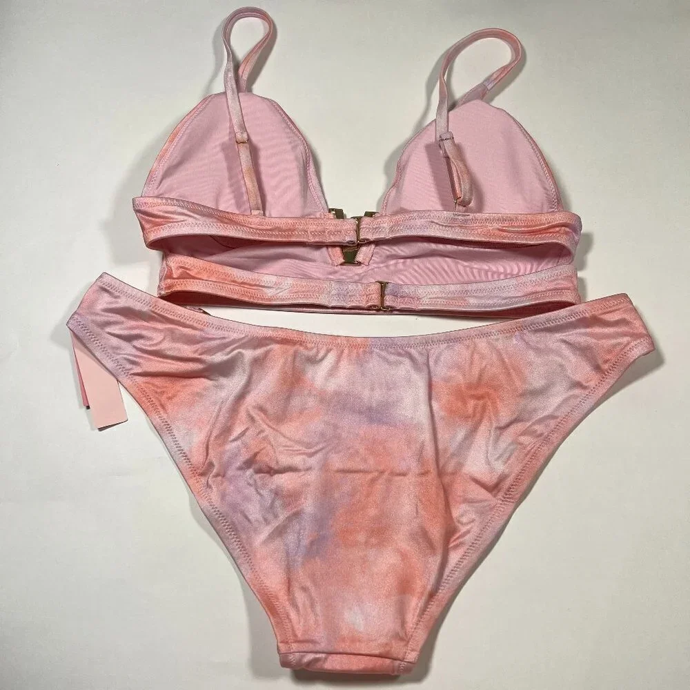 Victoria Secret Medium M Bikini Top Bottom Set Bralette Cheeky V Hardwarware